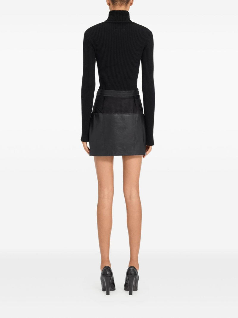 leather panelled mini straight skirt 4