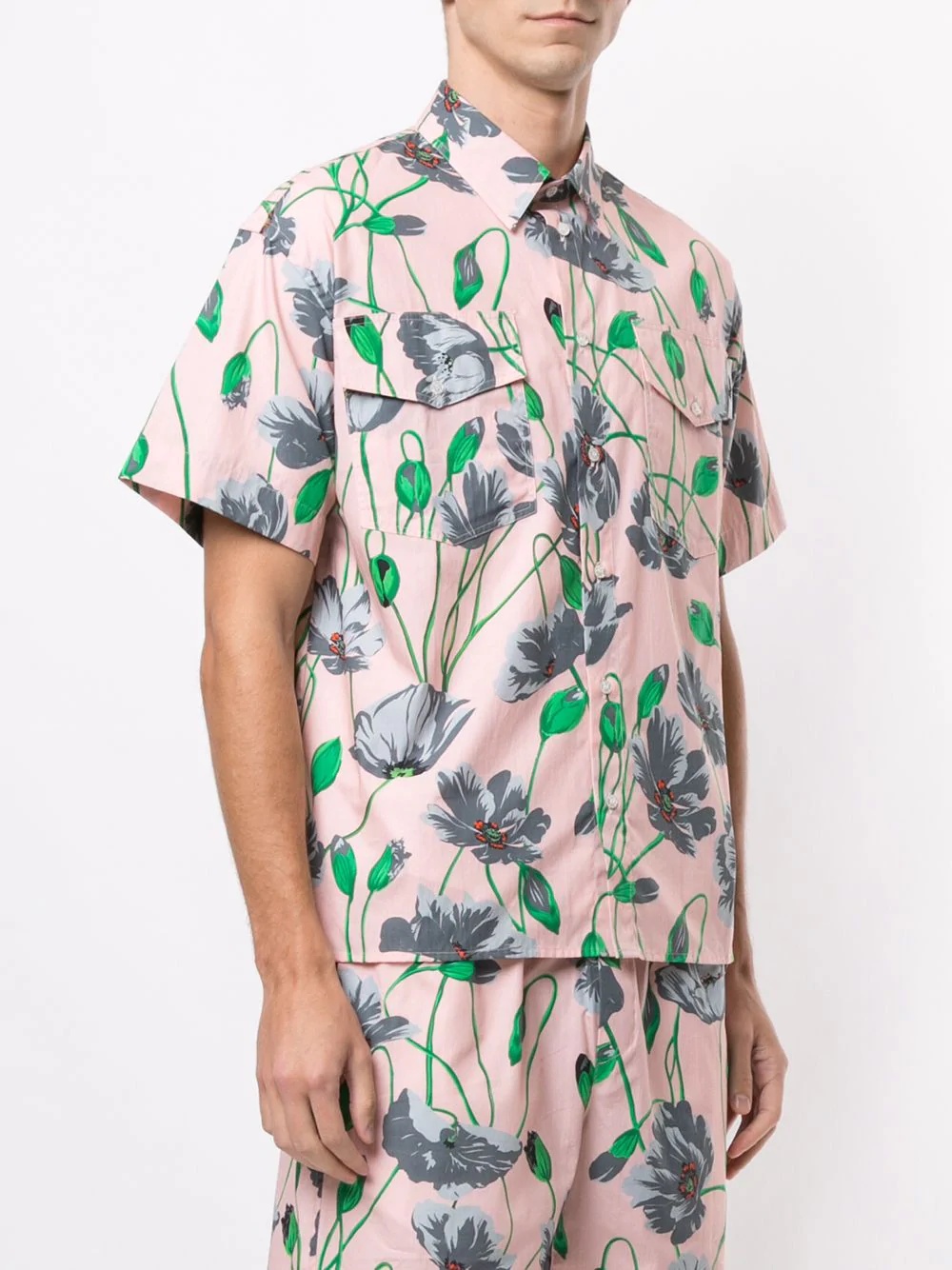 floral-print short-sleeved shirt - 3