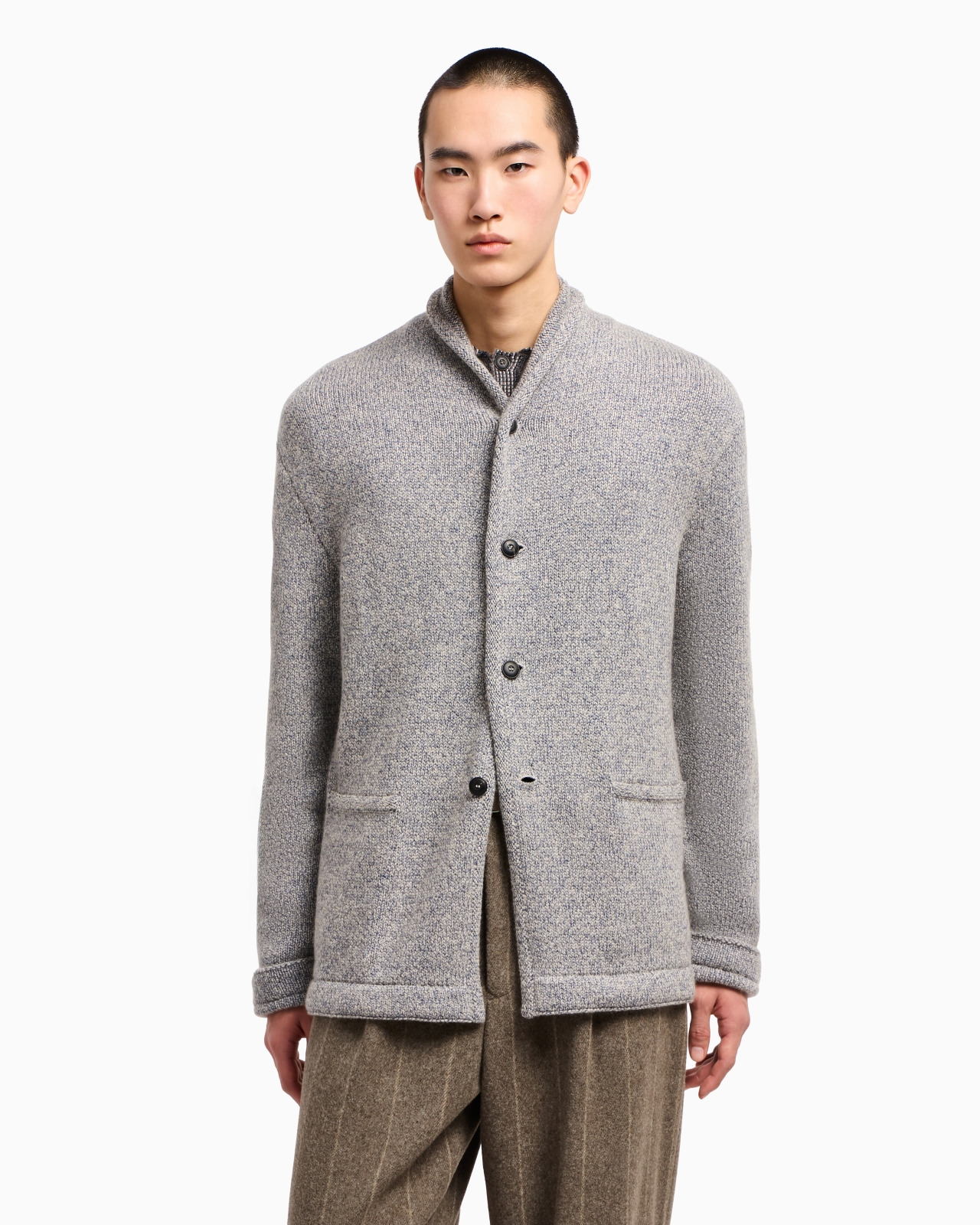 CARDIGAN JACKET IN KNIT CASHMERE AND COTTON - 4