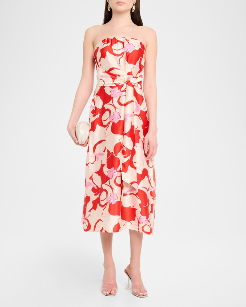 MISA Damalis Strapless Satin Midi Dress outlook