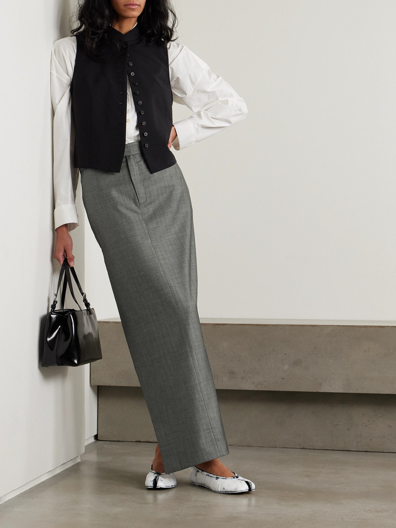 BETTTER Office Party Asymmetric Striped Wool-blend Maxi Skirt outlook