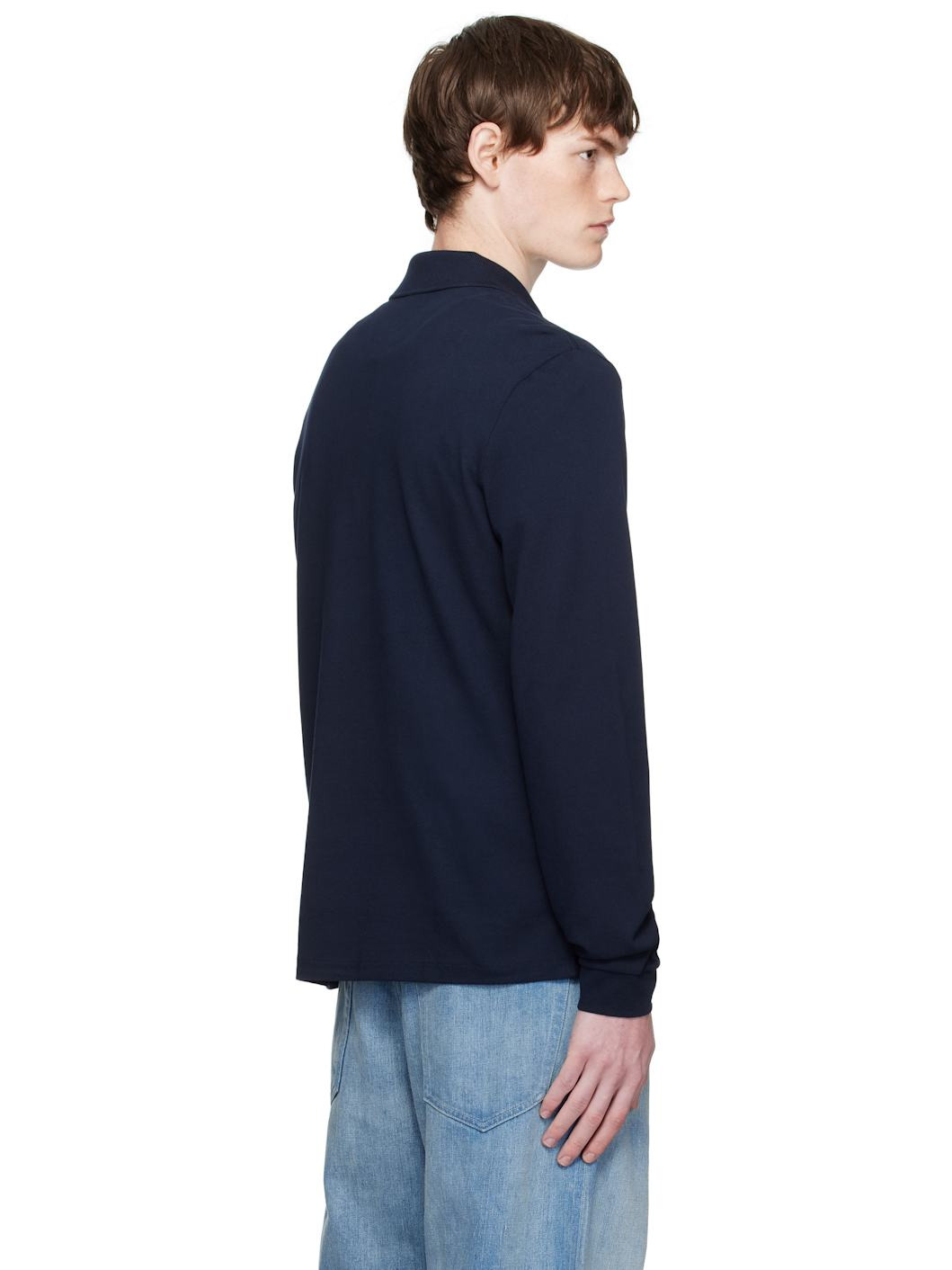 Navy Classic Fit Long Sleeve L.12.12 Polo - 3