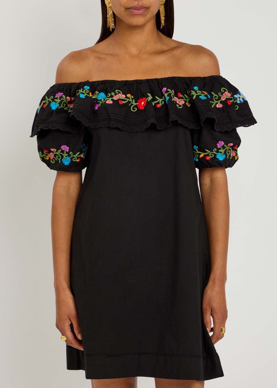Rixo Saige Ombre Floral-embroidered Cotton Mini Dress - 2