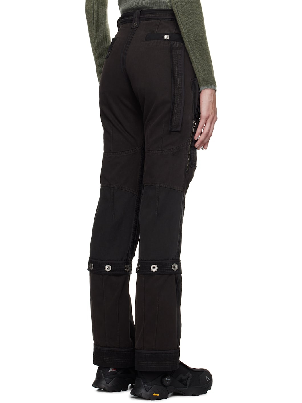 Black & Gray Convertible Patchwork Trousers - 3