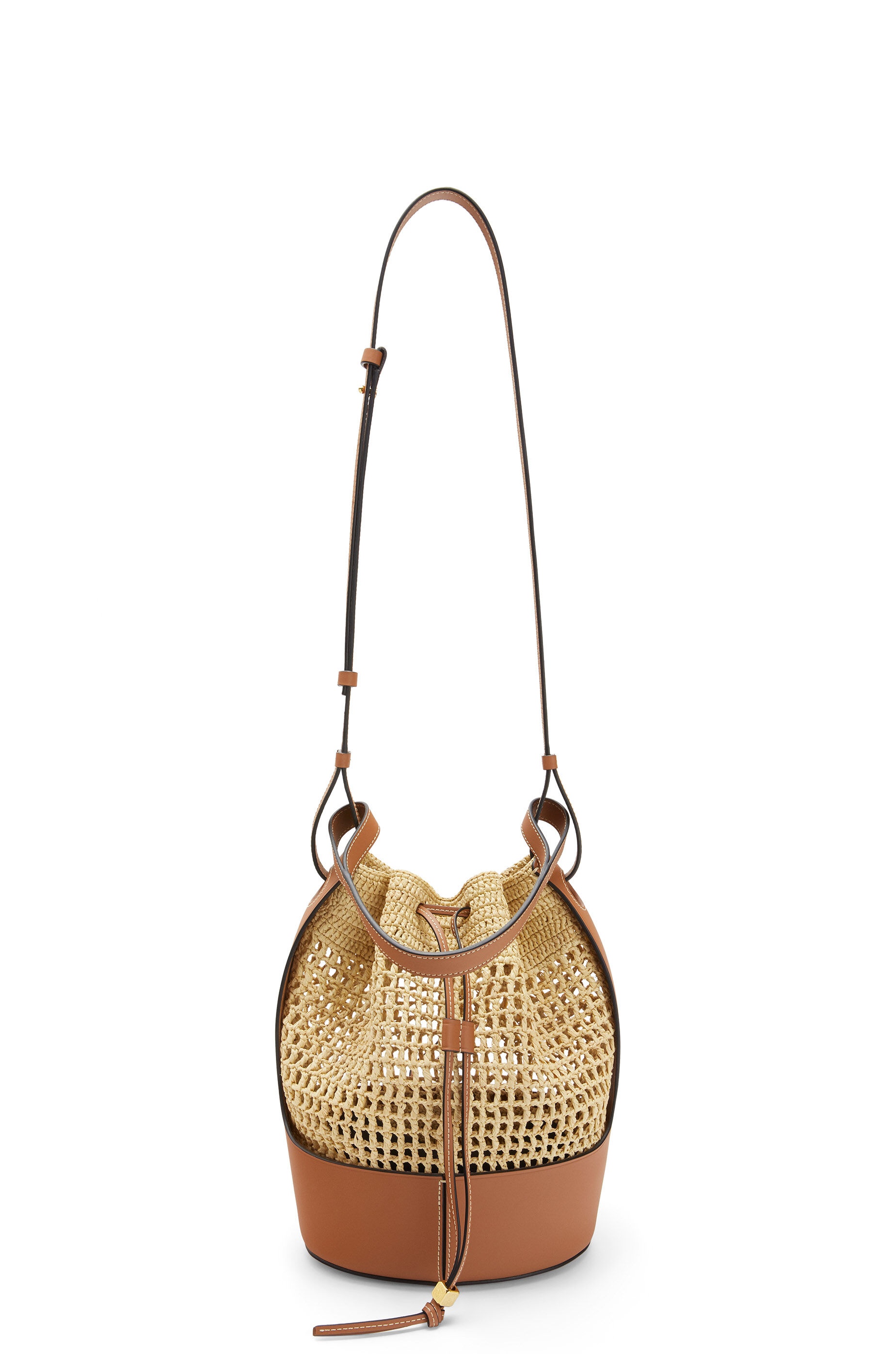 Balloon bag in raffia and calfskin - 4