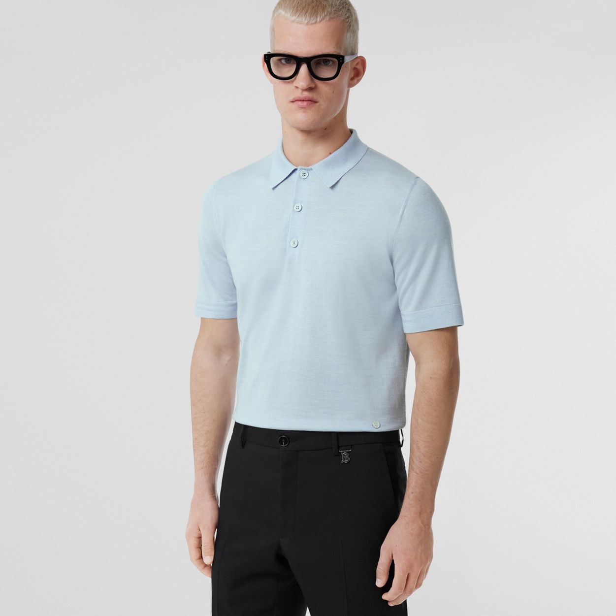 Monogram Motif Wool Silk Blend Polo Shirt - 6