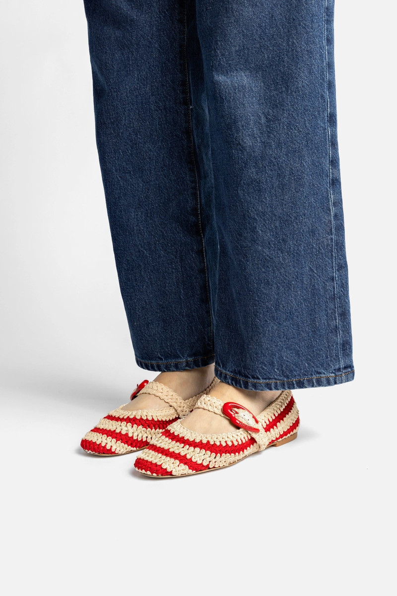 Larroudé Verona Crochet In Scarlet And Ivory Crochet outlook