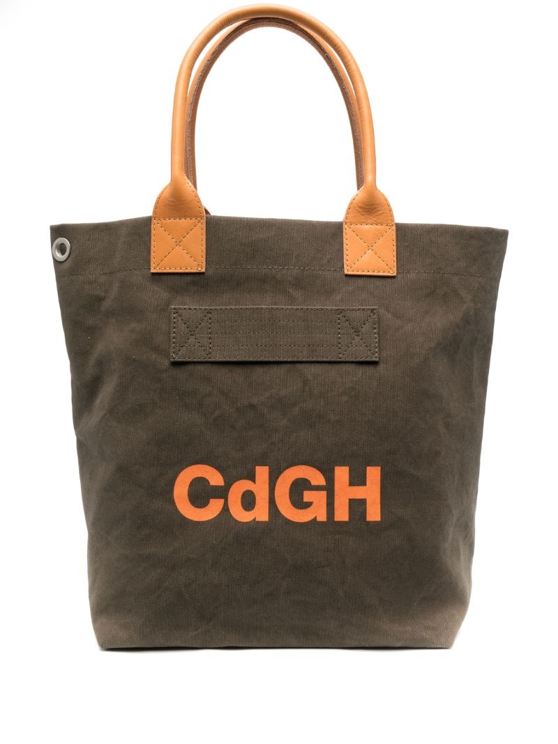 logo-print canvas tote bag - 1