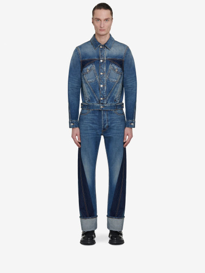 Alexander McQueen Men's Twisted Stripe Jeans in Washed Blue outlook