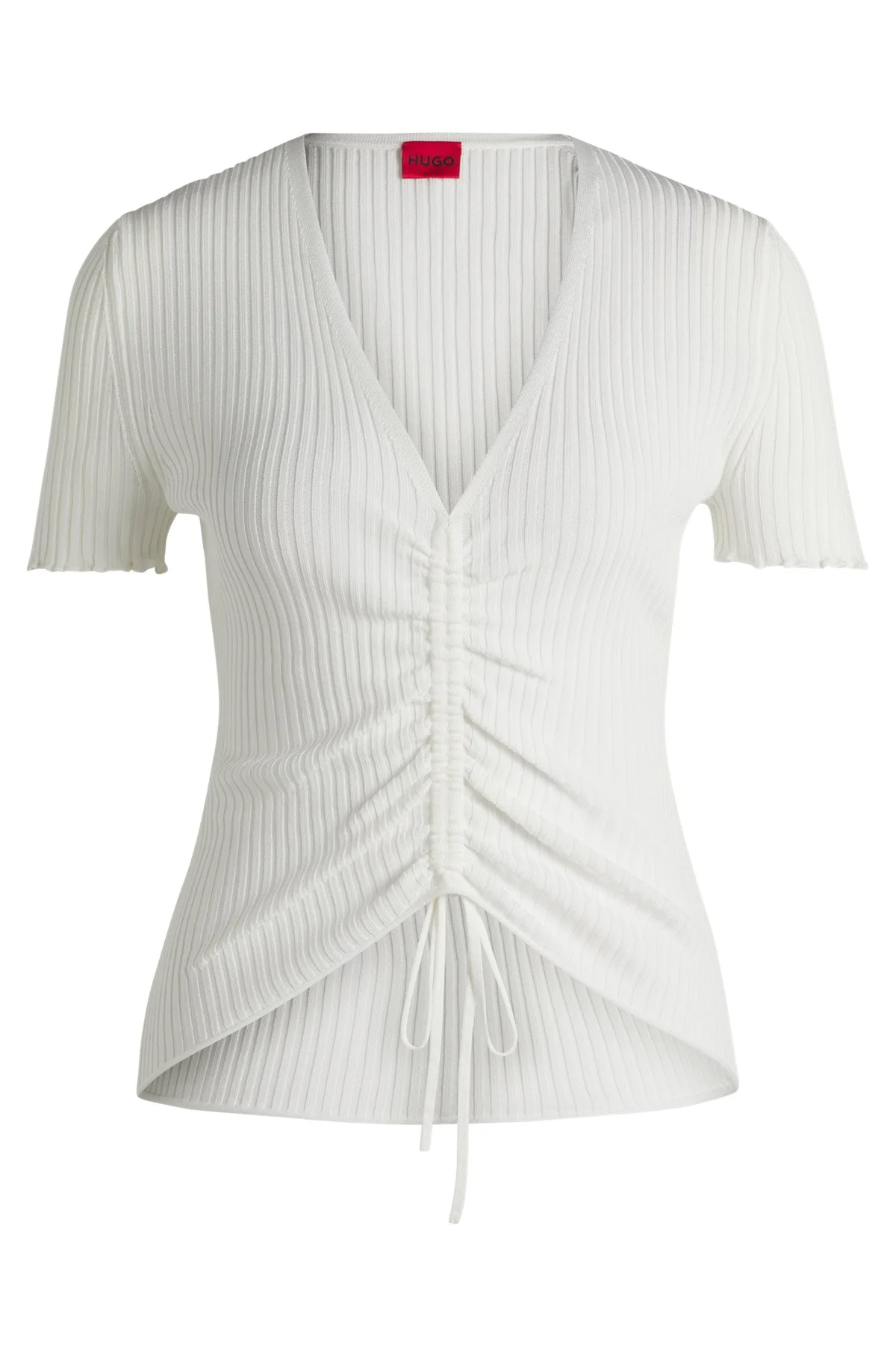 V-NECK TOP WITH GATHERED FRONT - 1