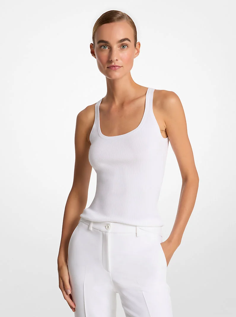 Ribbed Stretch Viscose Tank Top - 1