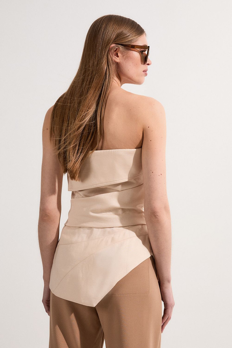 Premium Linen Structured Pleated Tailored Bandeau Top 5