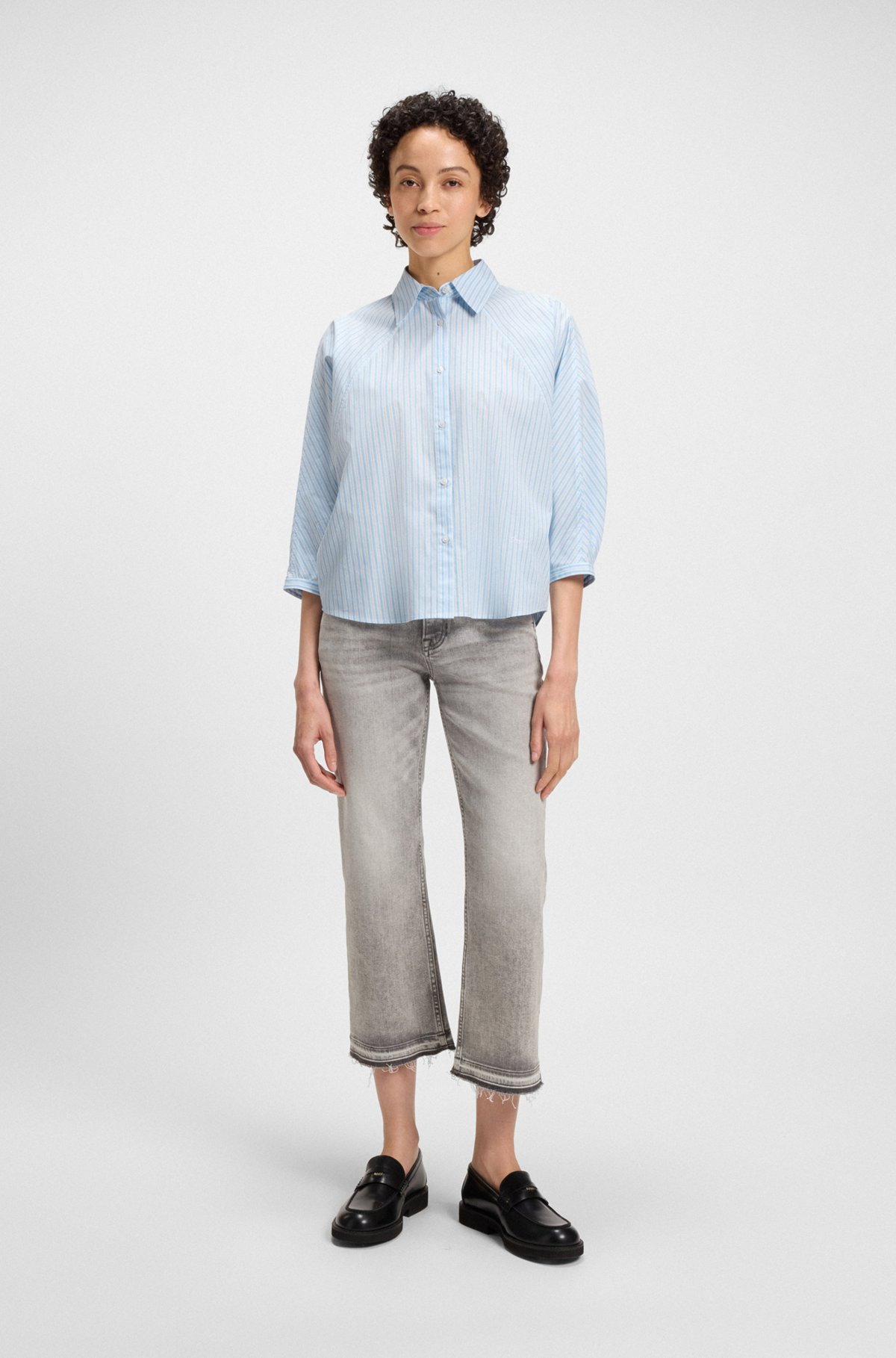 RELAXED-FIT BLOUSE IN STRIPED COTTON POPLIN - 3