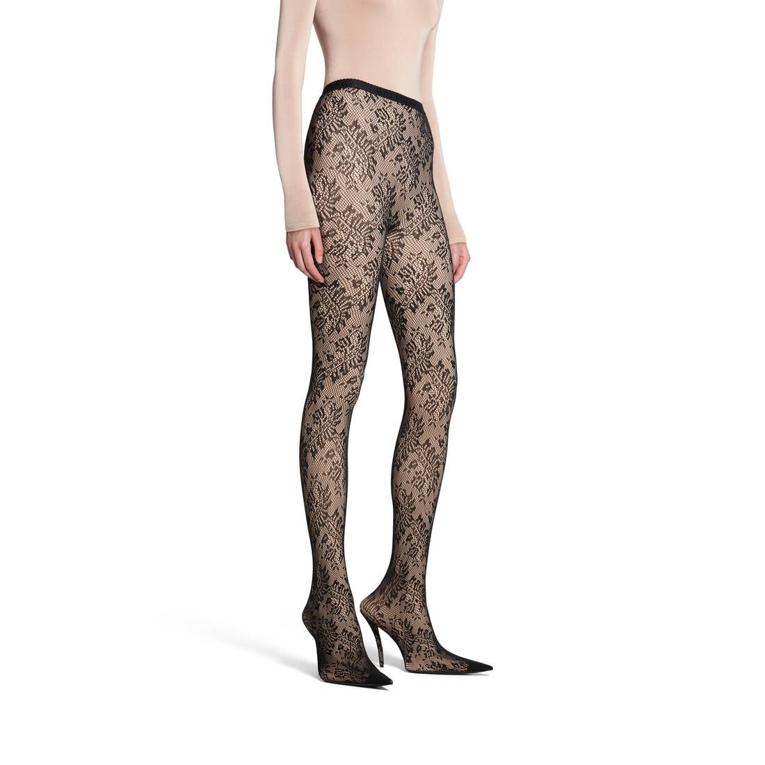 Women's Lace Pantaleggings in Light Beige - 4