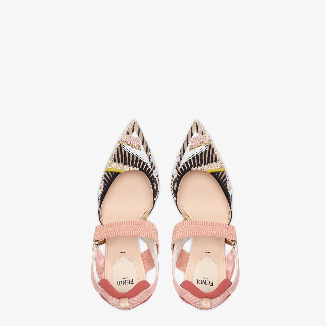 Pale pink fabric high-heeled slingbacks - 4