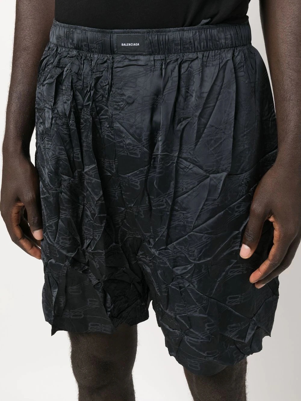 crease-effect jacquard pajama shorts - 5