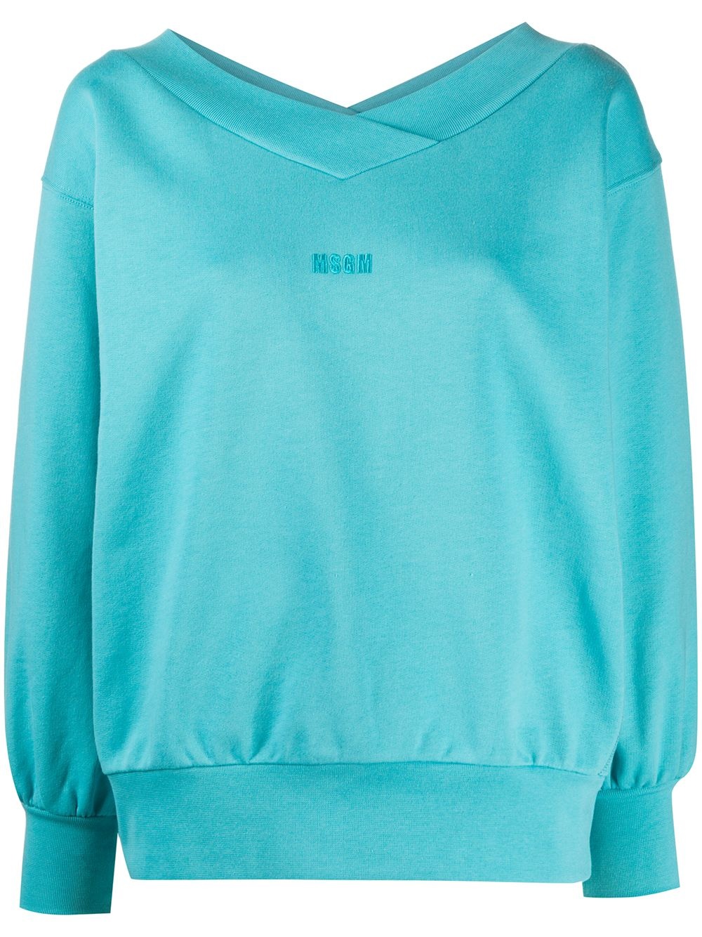 embroidered logo V-neck sweatshirt - 1