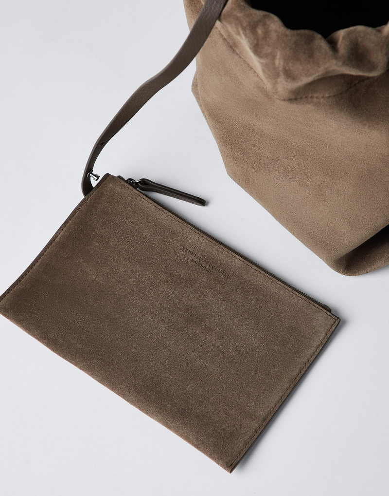 Suede bucket bag with Precious handle 5
