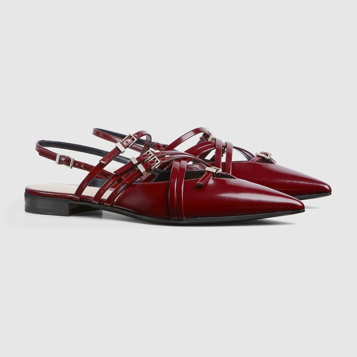 GUCCI 赤 フラットミュール GUCCI Women's strappy ballet flat | REVERSIBLE