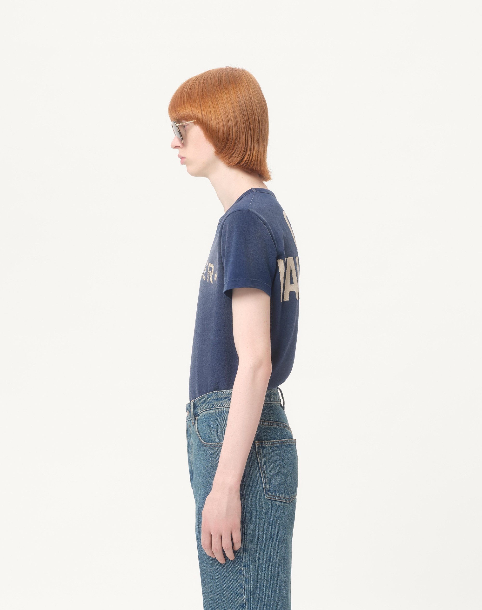 COTTON T-SHIRT WITH CHEZ VALENTINO PRINT AND PATCH - 5