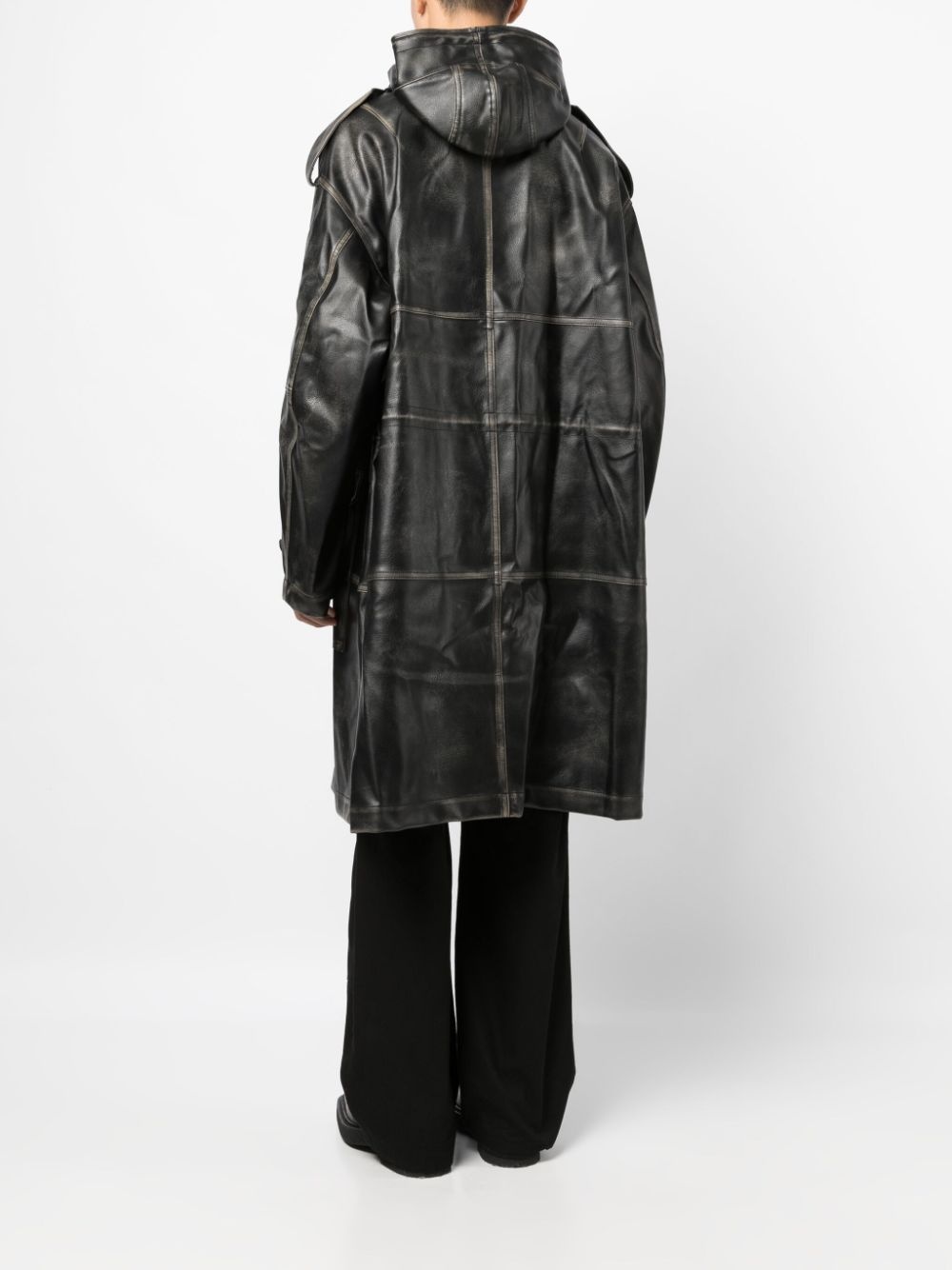 faux-leather single-breasted coat - 4