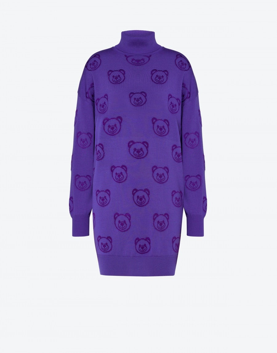 ALLOVER TEDDY BEAR WOOL DRESS - 1