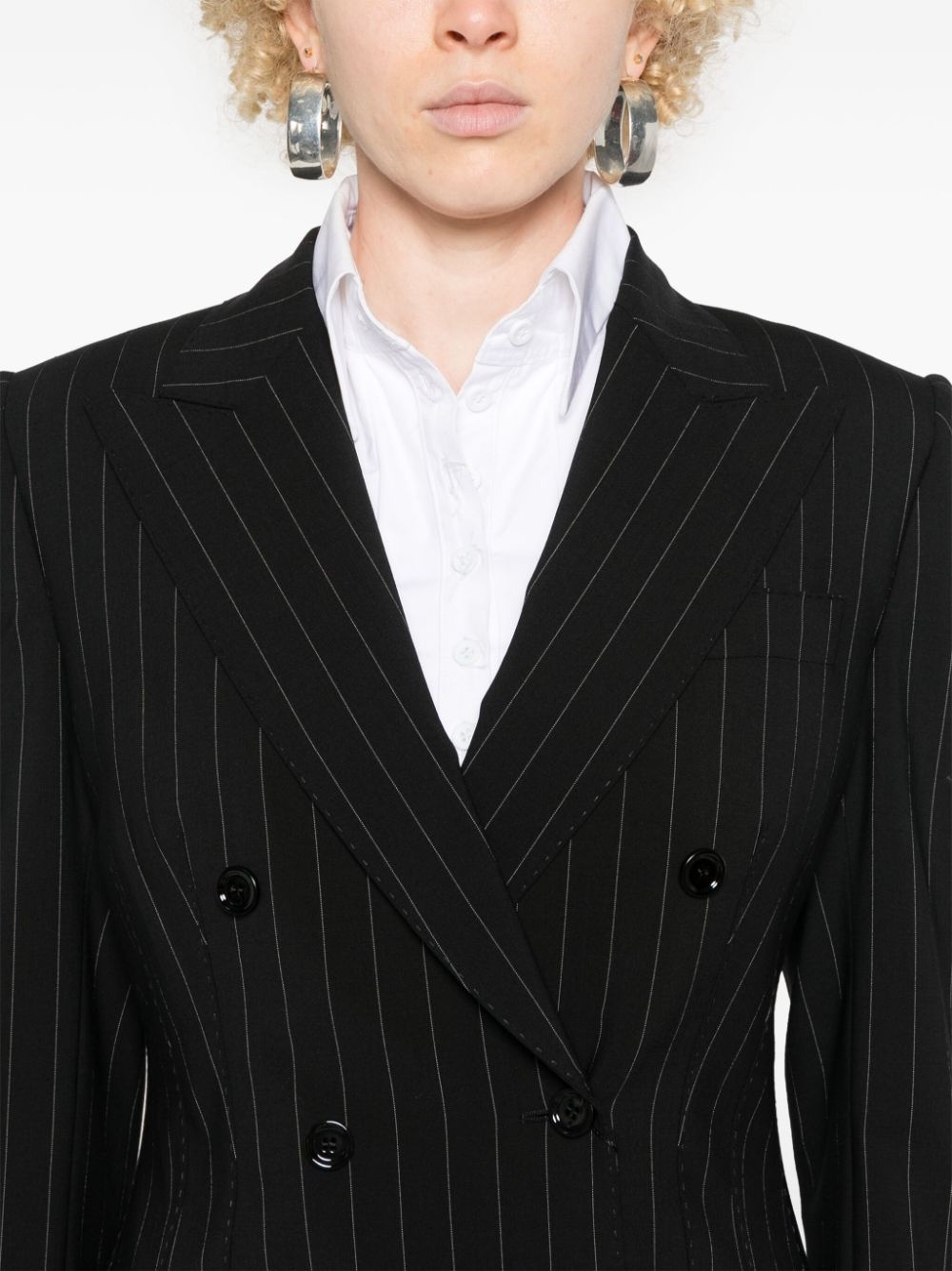 pinstripe-pattern blazer - 5