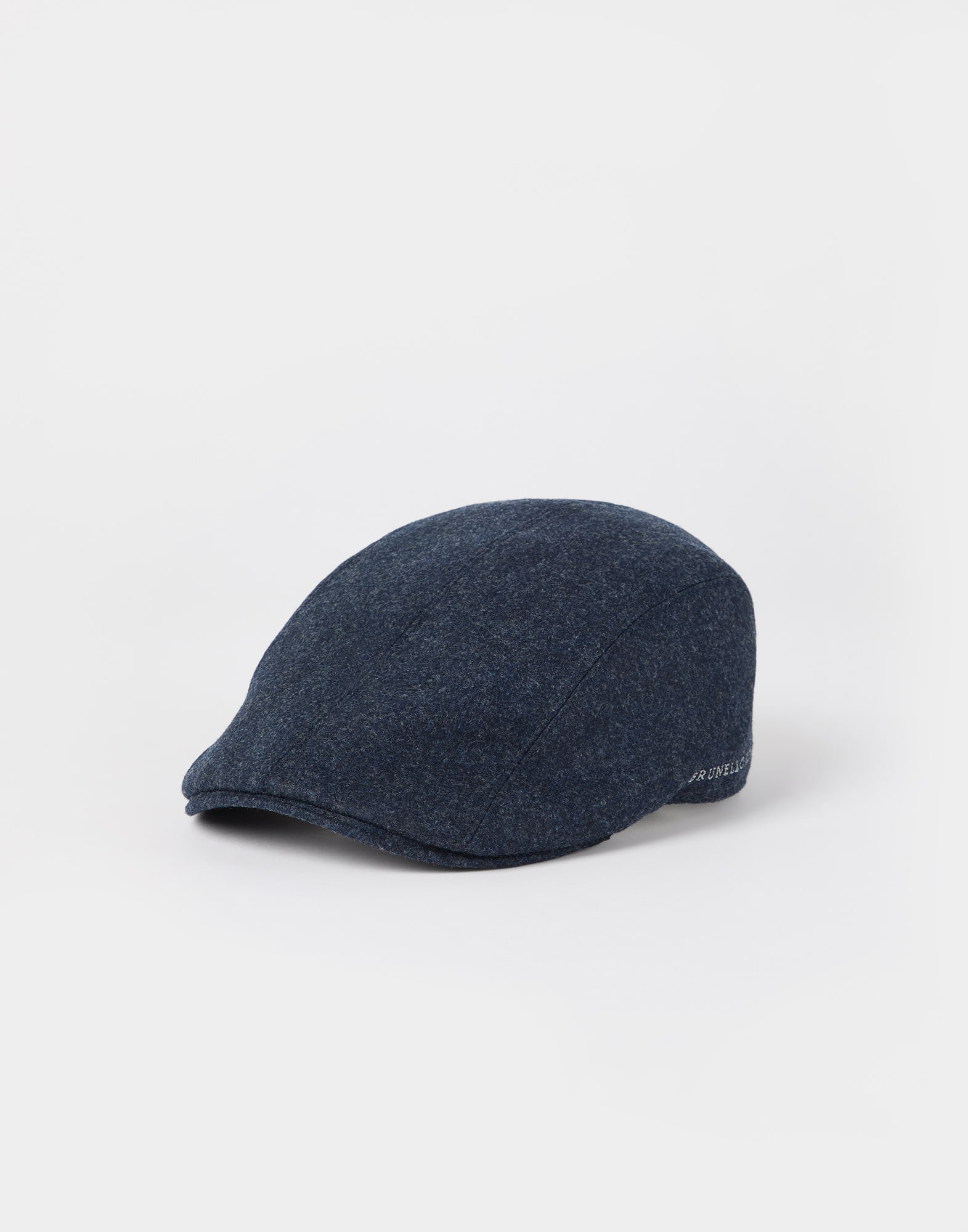 Virgin wool flannel flat cap with embroidery - 1