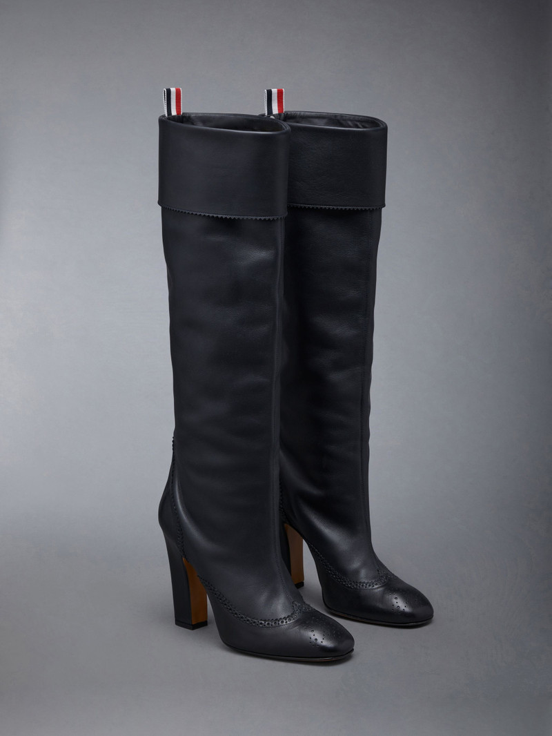 Thom Browne Calf Leather 105mm Block Heel Brogued Knee High Boot outlook