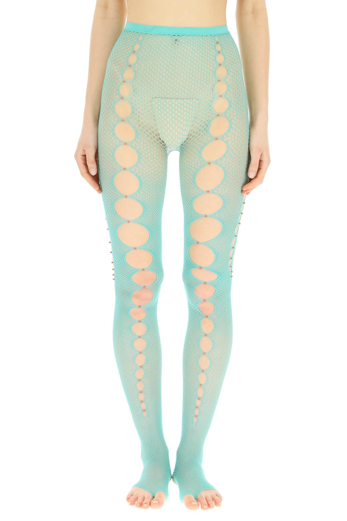 Mesh Stockings With Cut Out And Beads - 1