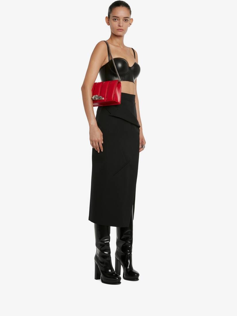 Women's Leather Bustier Top in Black - 6