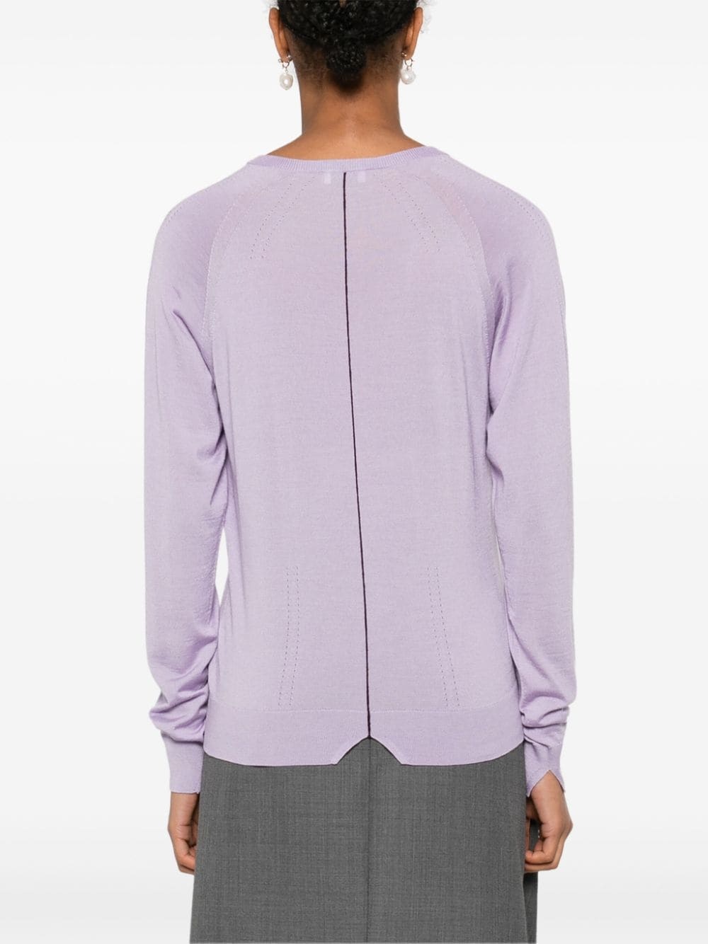 pointelle-trim sweater - 4
