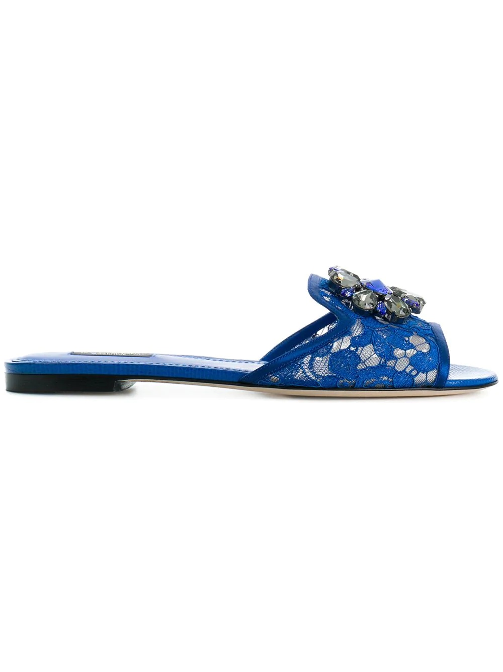 Bianca crystal-embellished lace sandals - 1