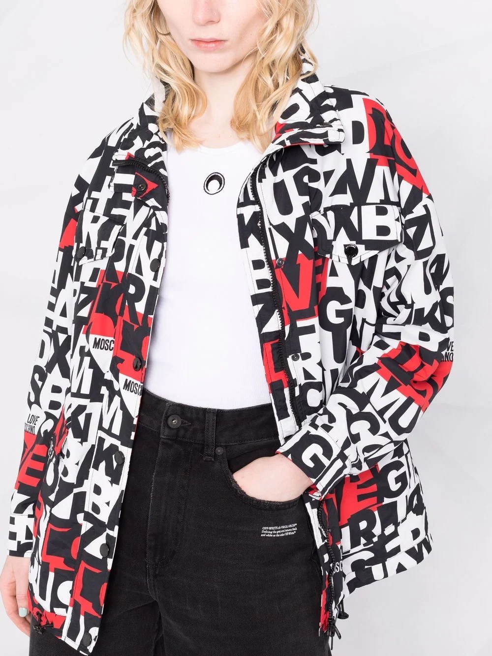 alphabet-print jacket - 5