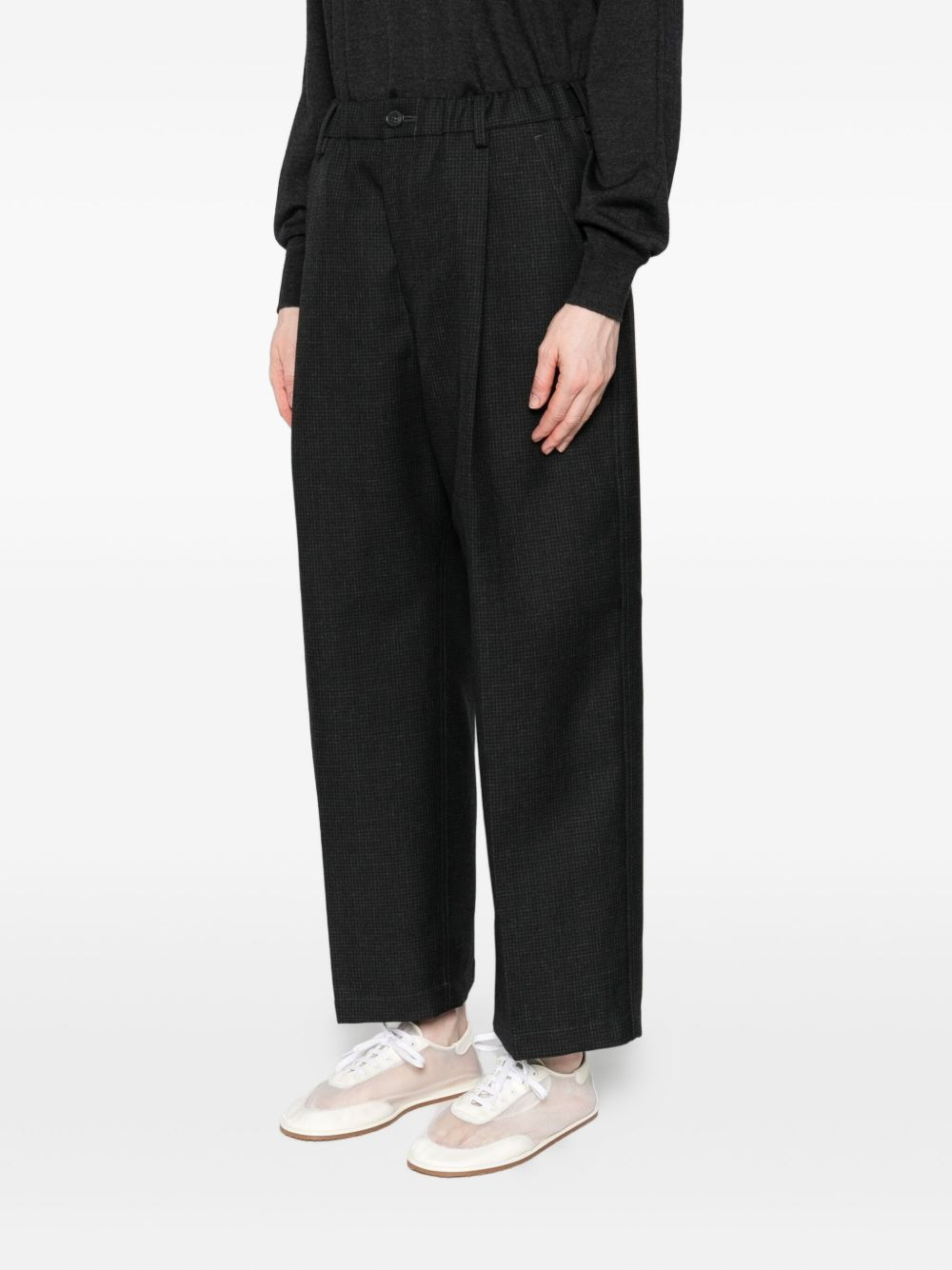 checked pleated trousers - 3