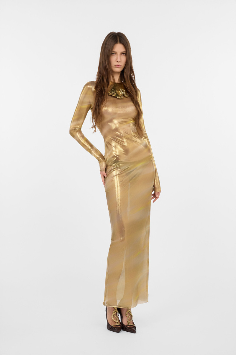 Sheer Marble-Print Maxi Dress 3