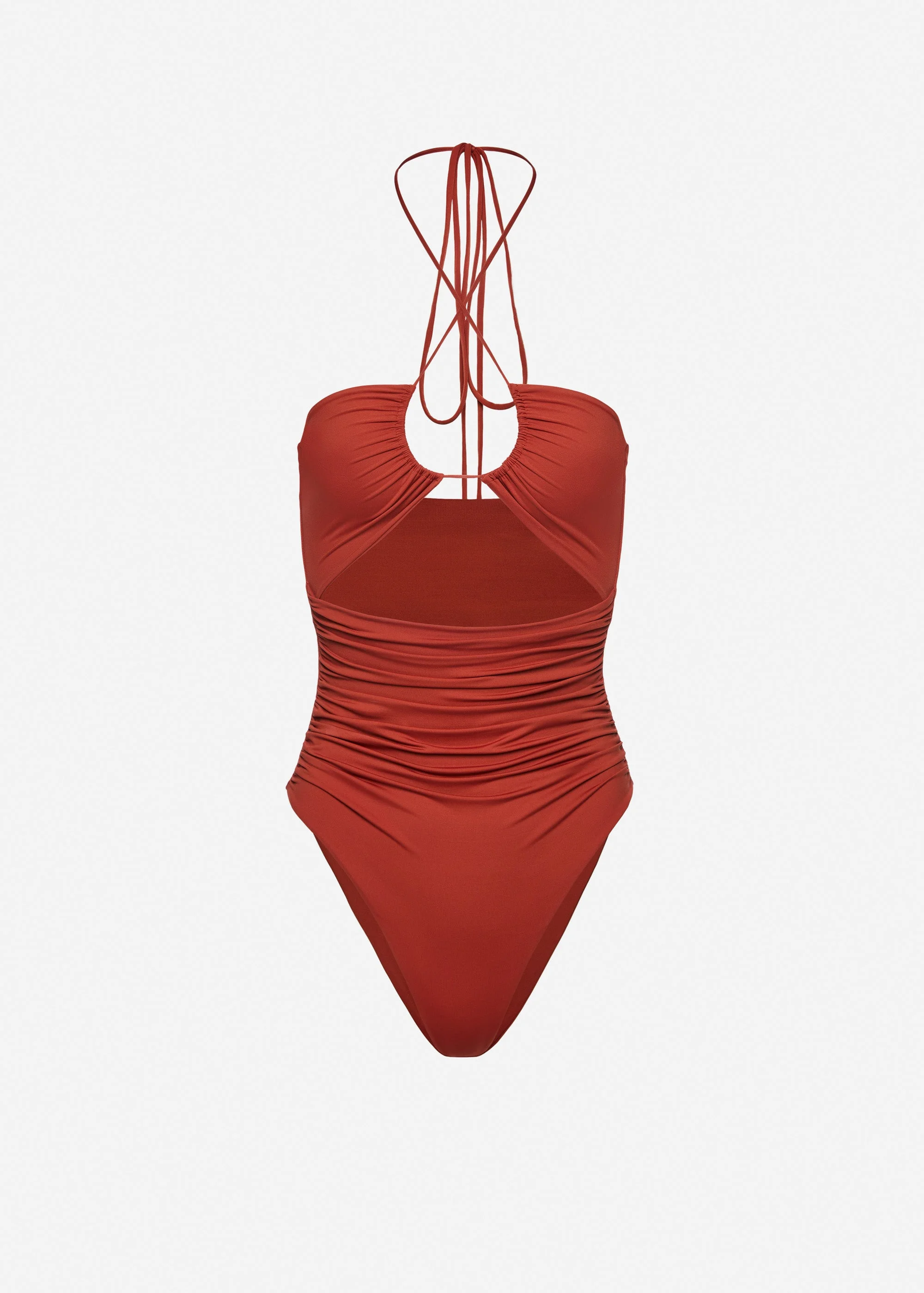 Criss-cross halter swimsuit in orange - 1