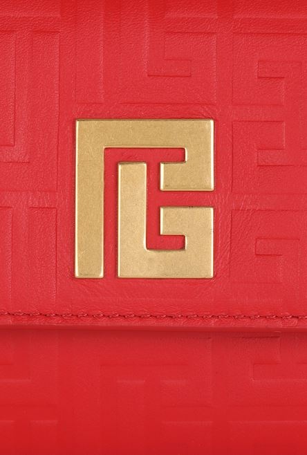 Red debossed leather chain 1945 wallet with Balmain monogram - 7