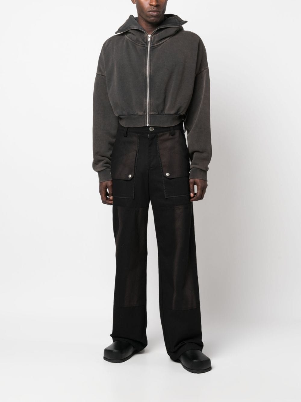 faded-effect zip-up hoodie - 3