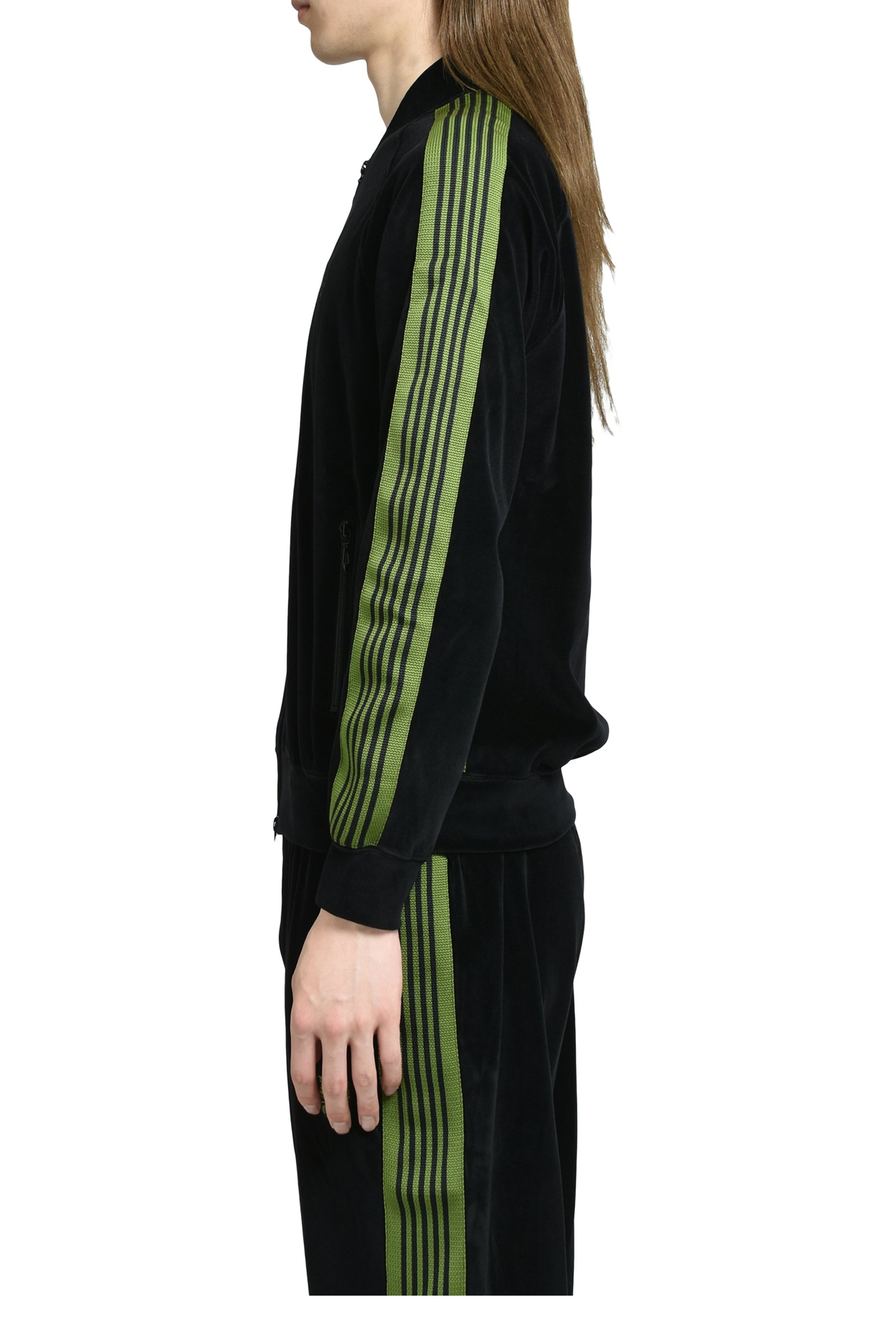 RIB COLLAR TRACK JACKET - C/PE VELOUR / BLK - 3