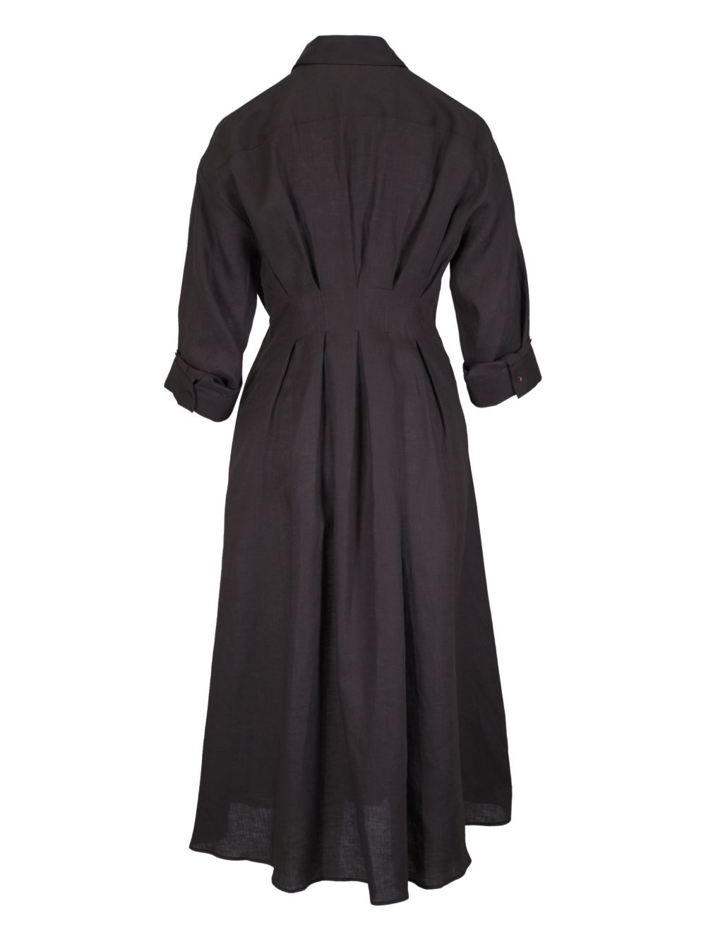 pleated button-front shirtdress - 2