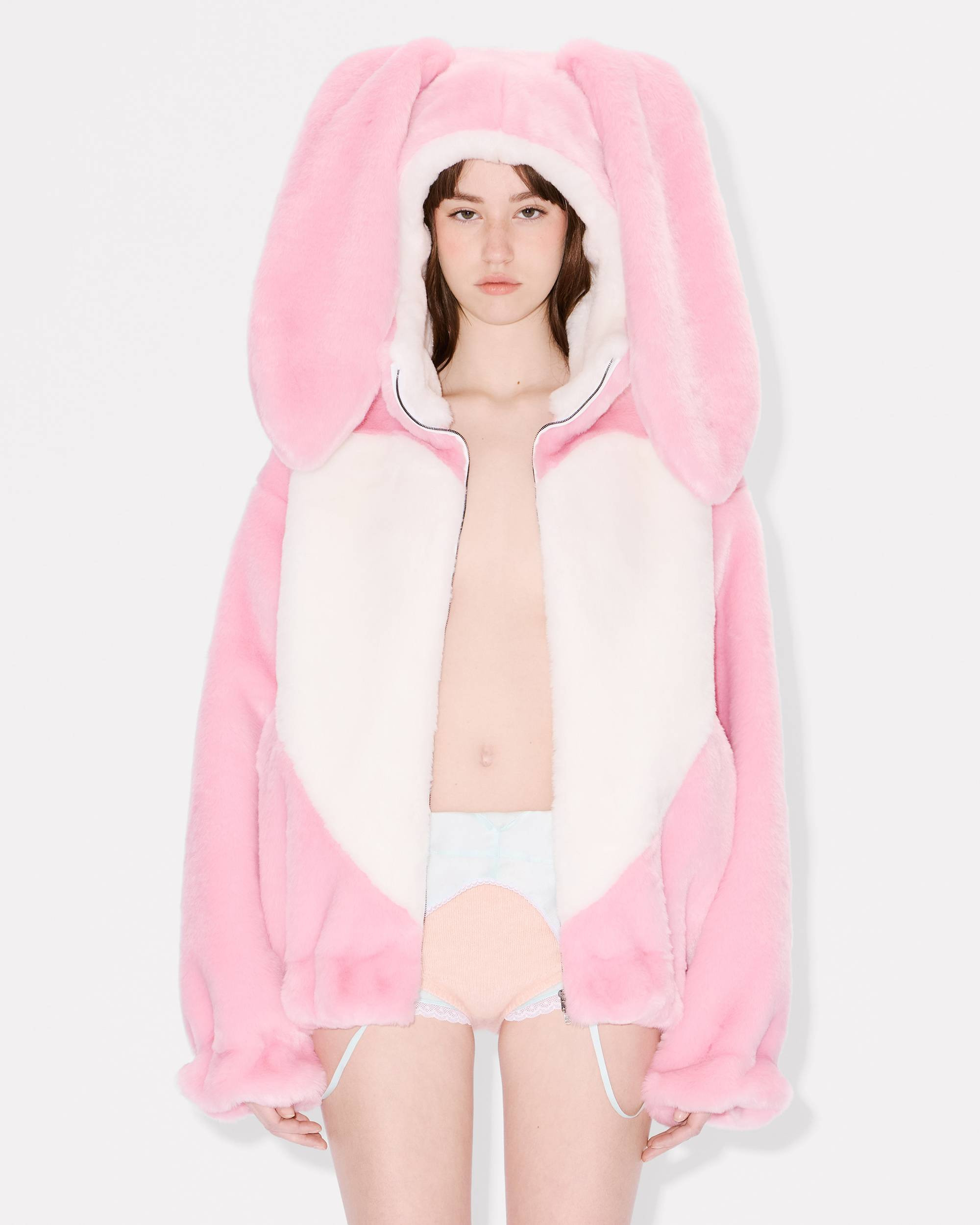 Bunny hooded jacket in fake fur - 4