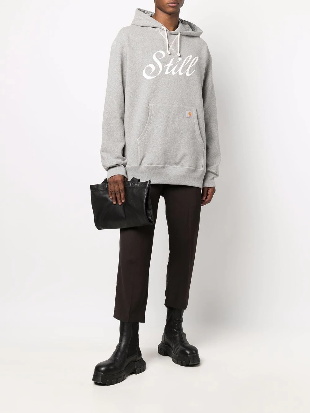 slogan-print cotton hoodie - 2