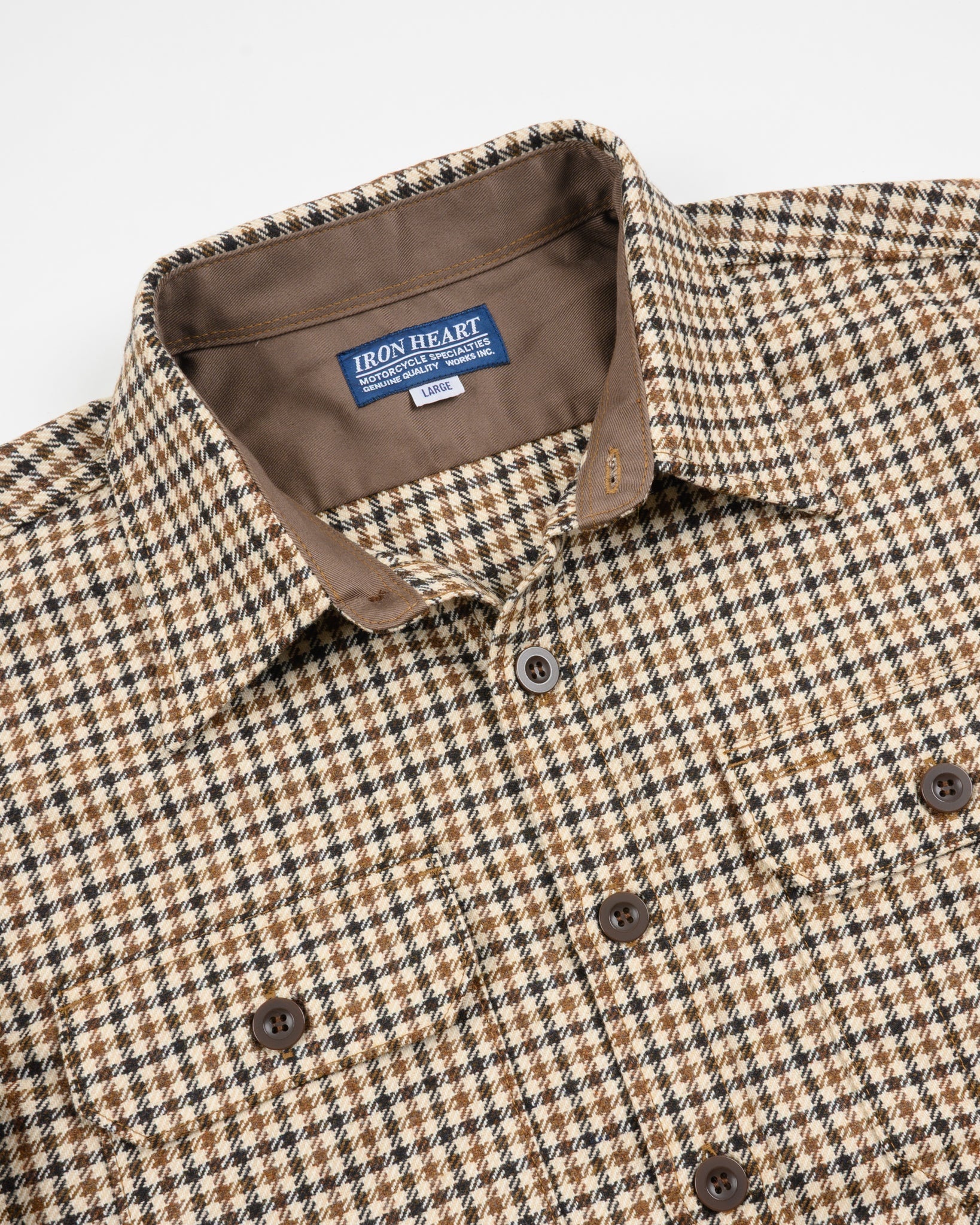 14OZ FOX BROTHERS® WOOL CPO SHIRT - SADDLE BROWN GUN CLUB TWILL FLANNEL - 7