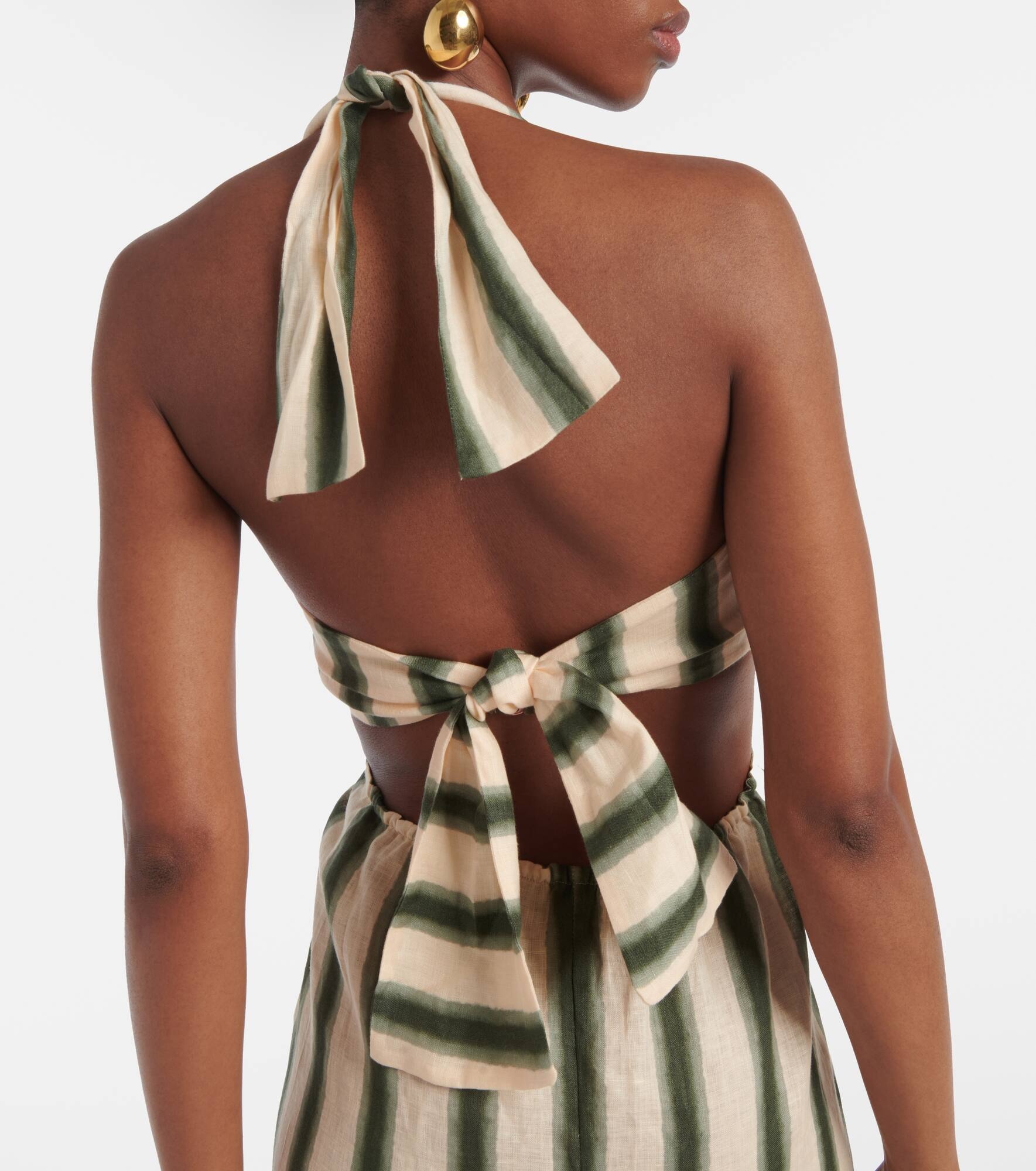 Los Siete Mares striped cutout midi dress - 4