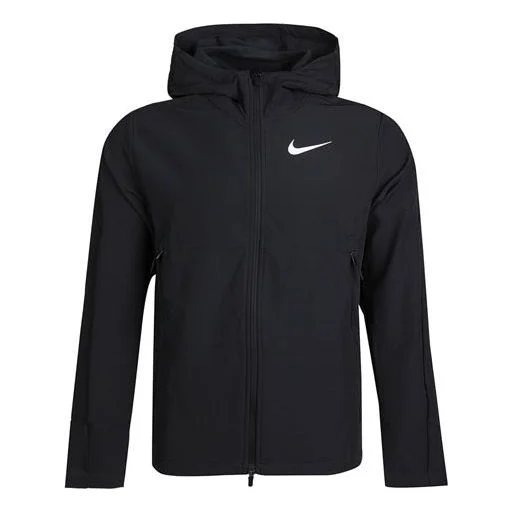 Nike 로고 길쌈된 캐주얼 훈련 까마귀 재킷 검정 CU7347-010 - 1