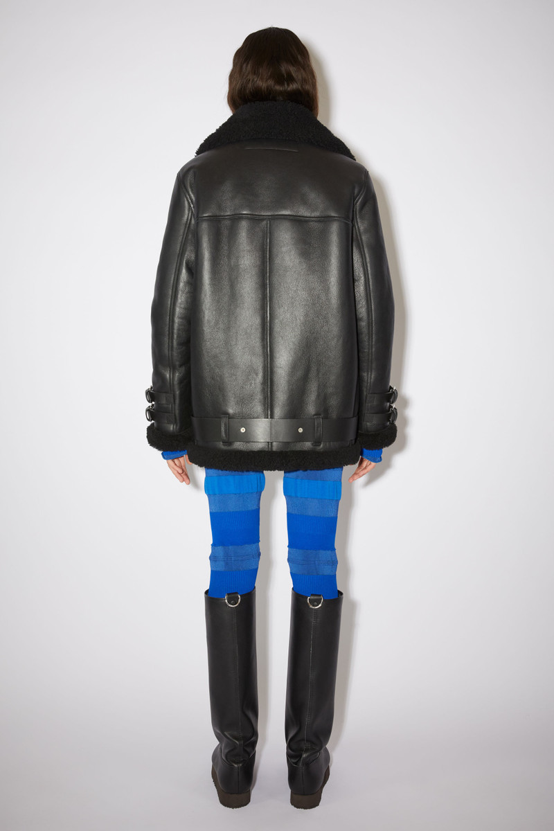 Leather shearling jacket - Black / Black 3