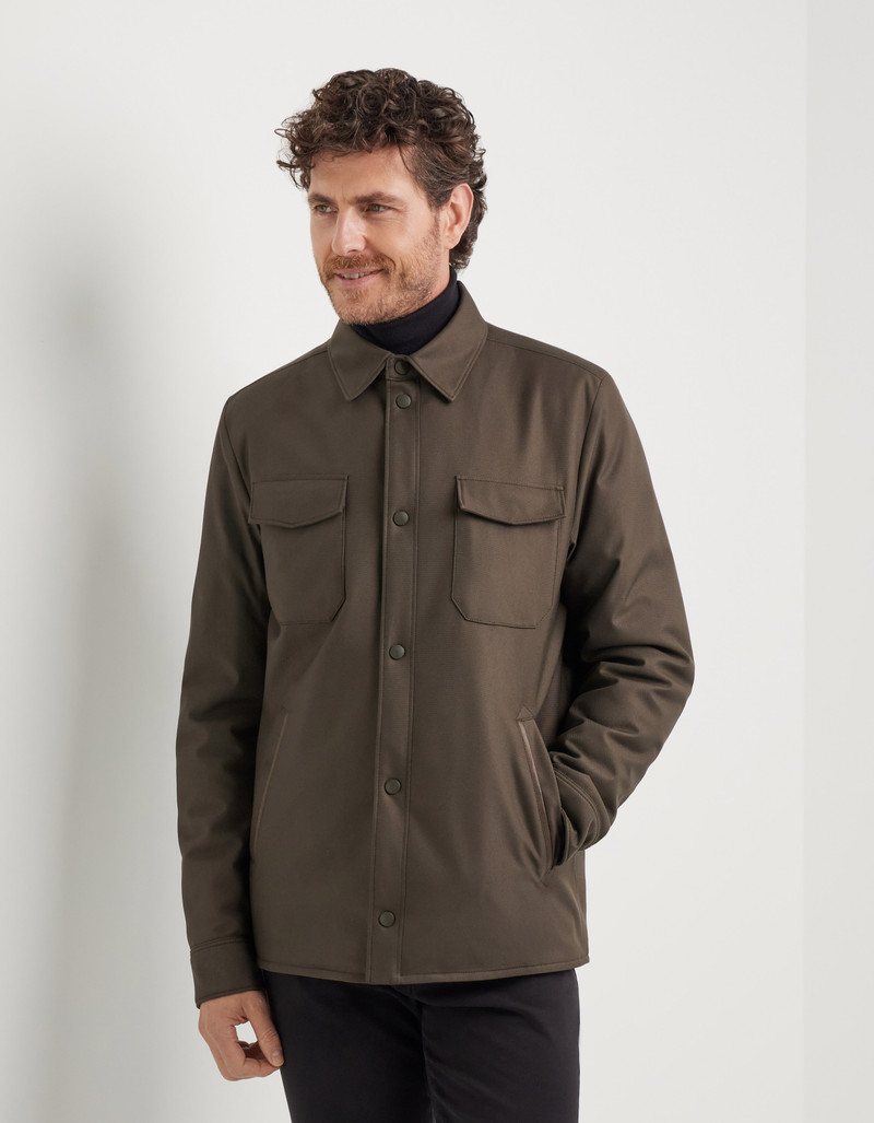 TECHNICAL FABRIC OVERSHIRT IN MEDIUM BROWN 3