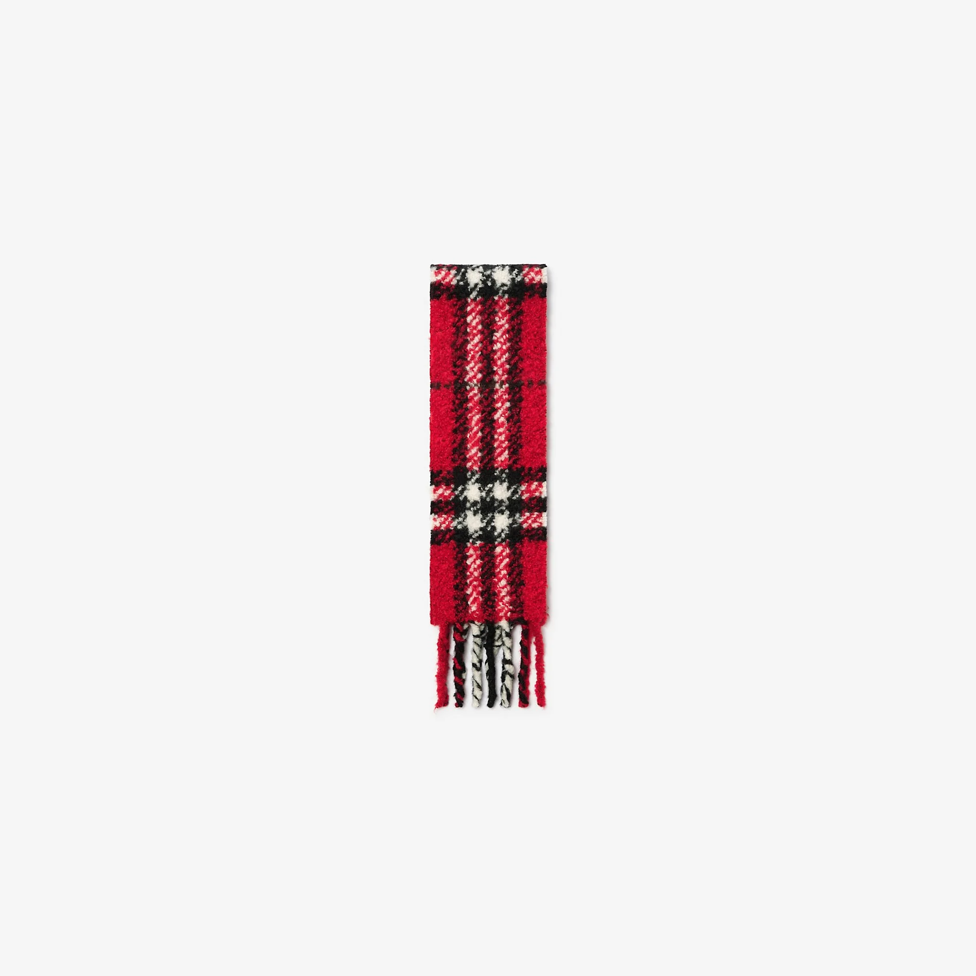 Narrow Check Alpaca Wool Blend Bouclé Scarf - 1