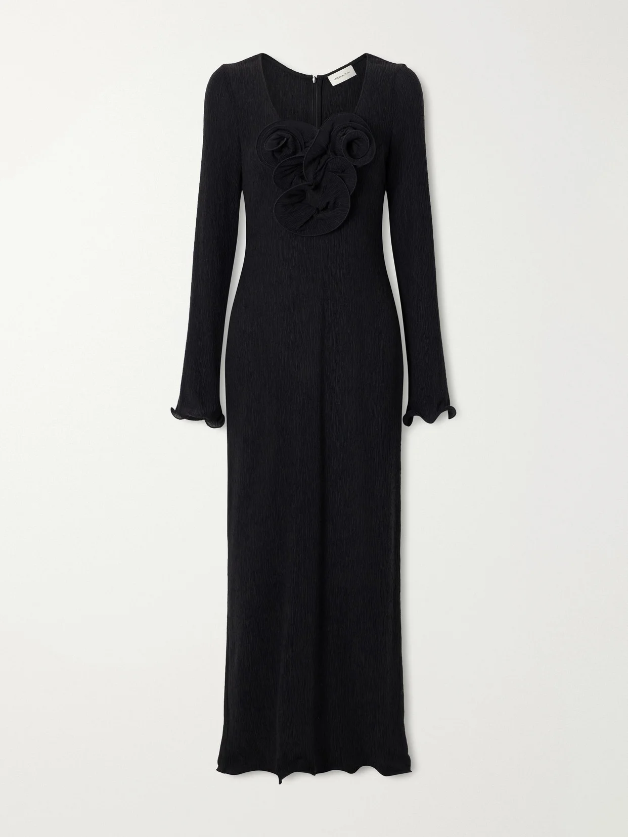 Gathered Satin Maxi Dress - 1